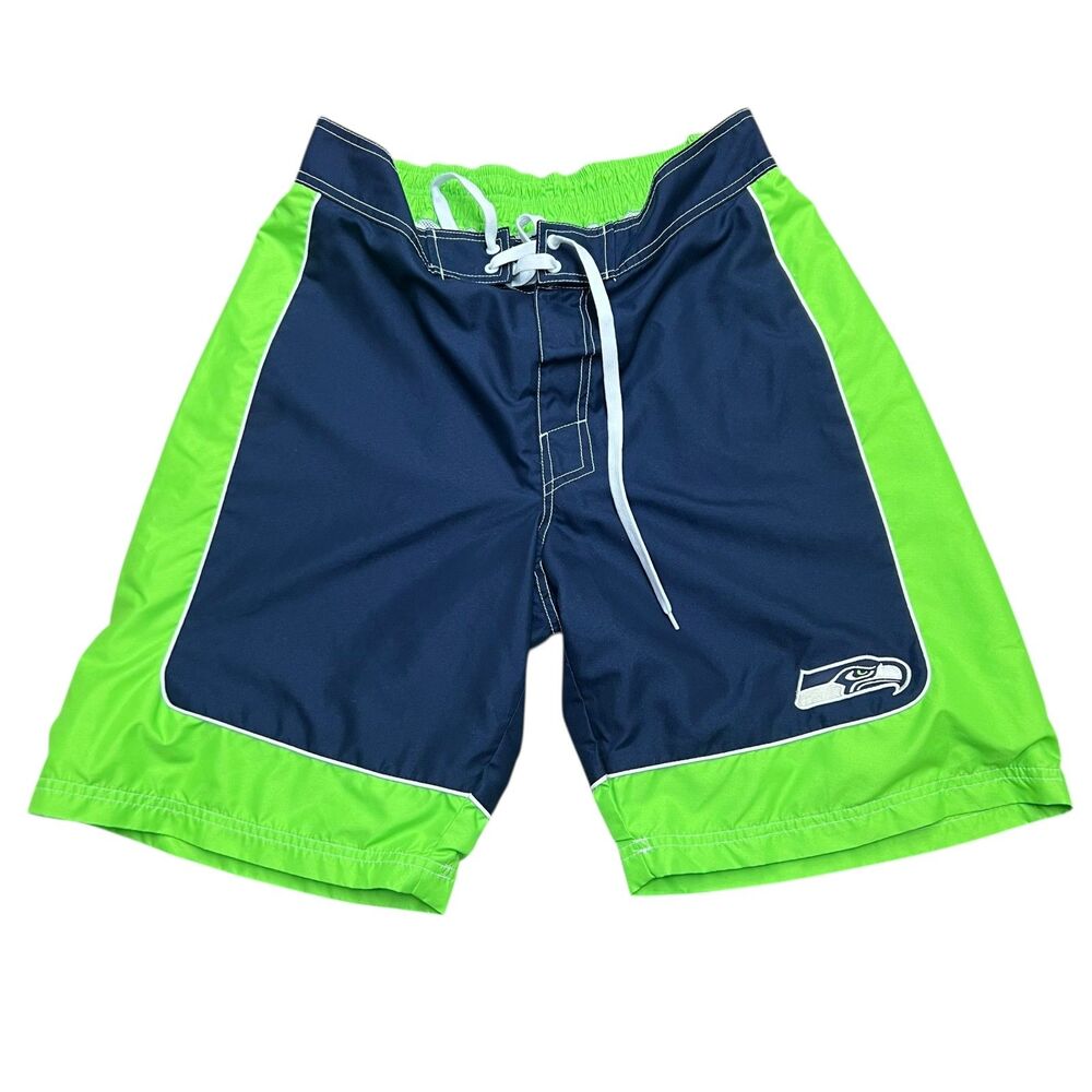 NFL Seattle Seahawks Men's Medium Shorts Swim Trunks Navy Green NFL Team Apparel